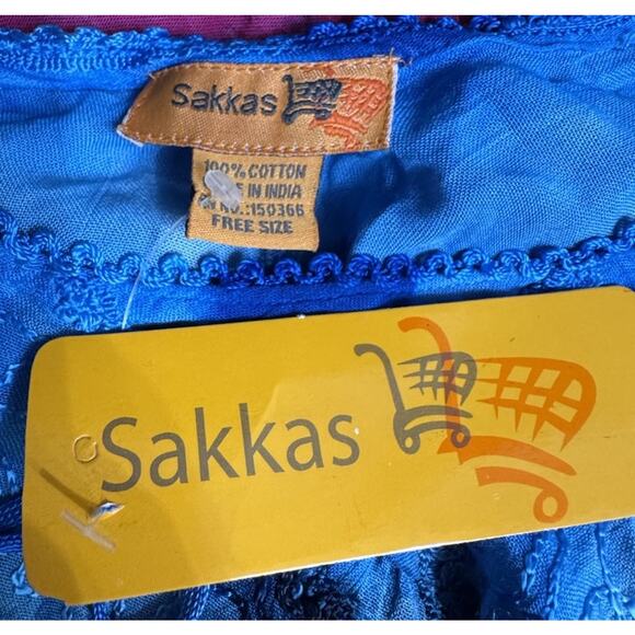 Sakkas Blouse Women’s Turquoise Tie Dye Top Short Sleeve V-Neck One Size NEW - Picture 6 of 9